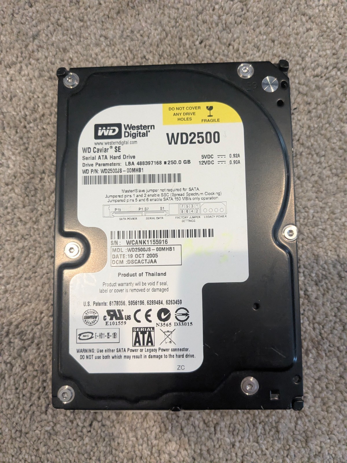 Western Digital Caviar SE 250GB Internal 10000RPM 3.5" (WD2500HHTZ) HDD