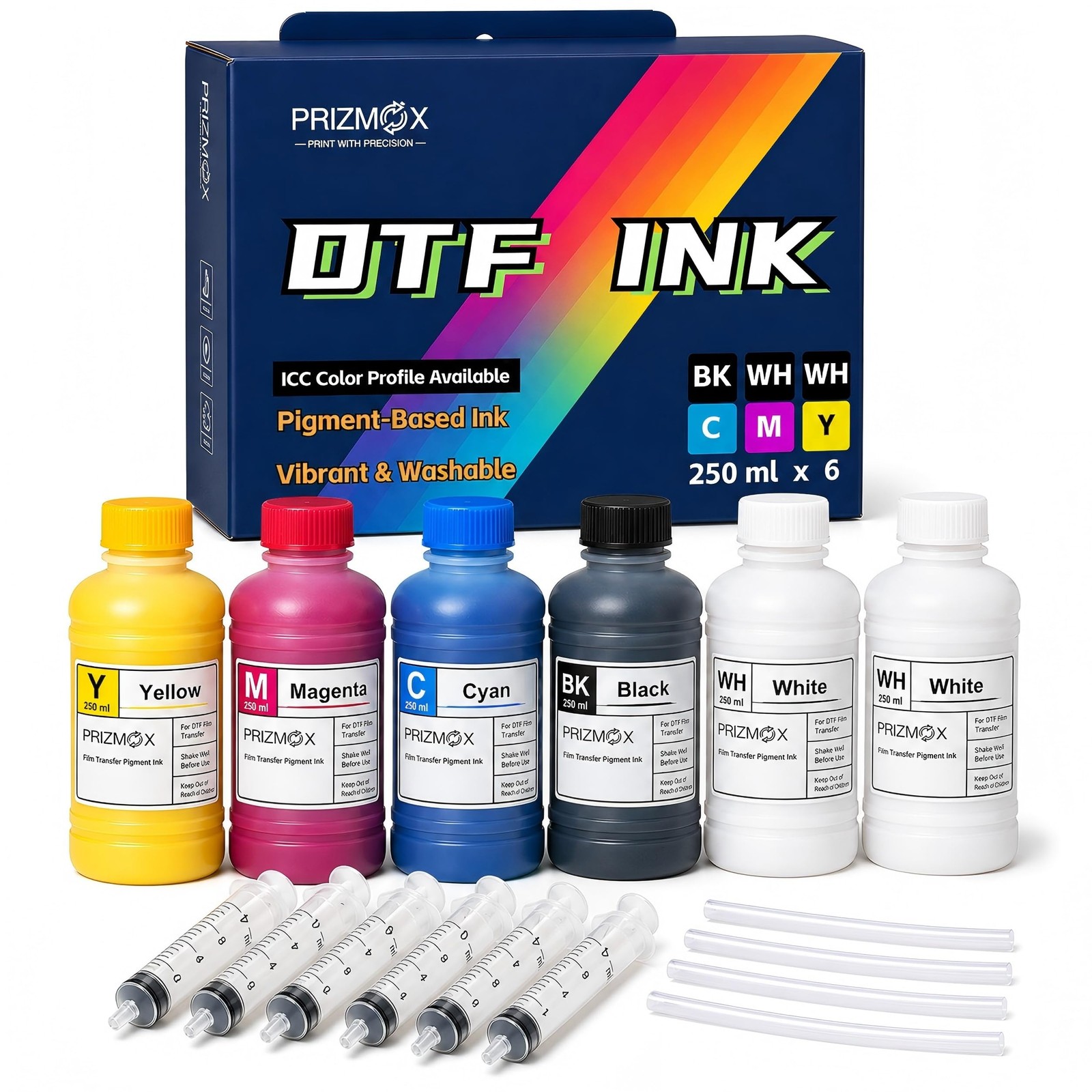Prizmox DTF Ink 1500ML Combo Pack Pigment Ink Use DTF Film Heat Transfer