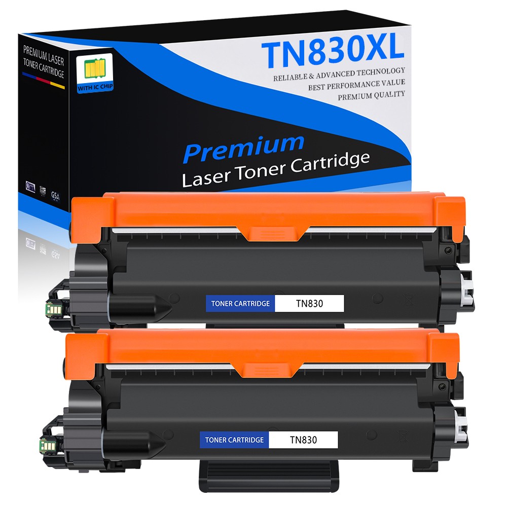2PK TN830XL High Yield Black Toner Cartridge for Brother HL-L2460DW MFC-L2760DW