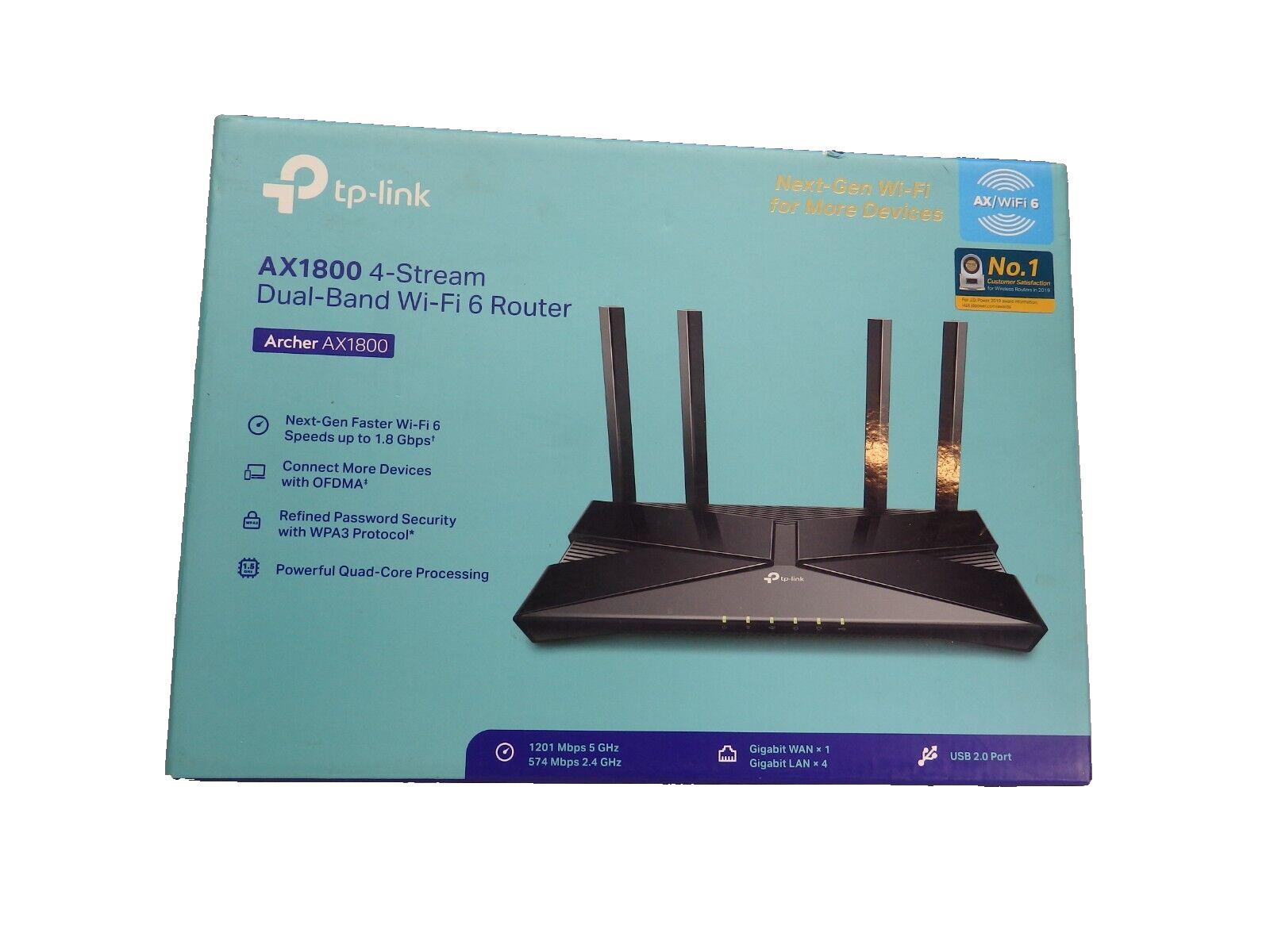 TP-Link Archer AX1800 Gigabit WIFI 6 Router - Black -NOB
