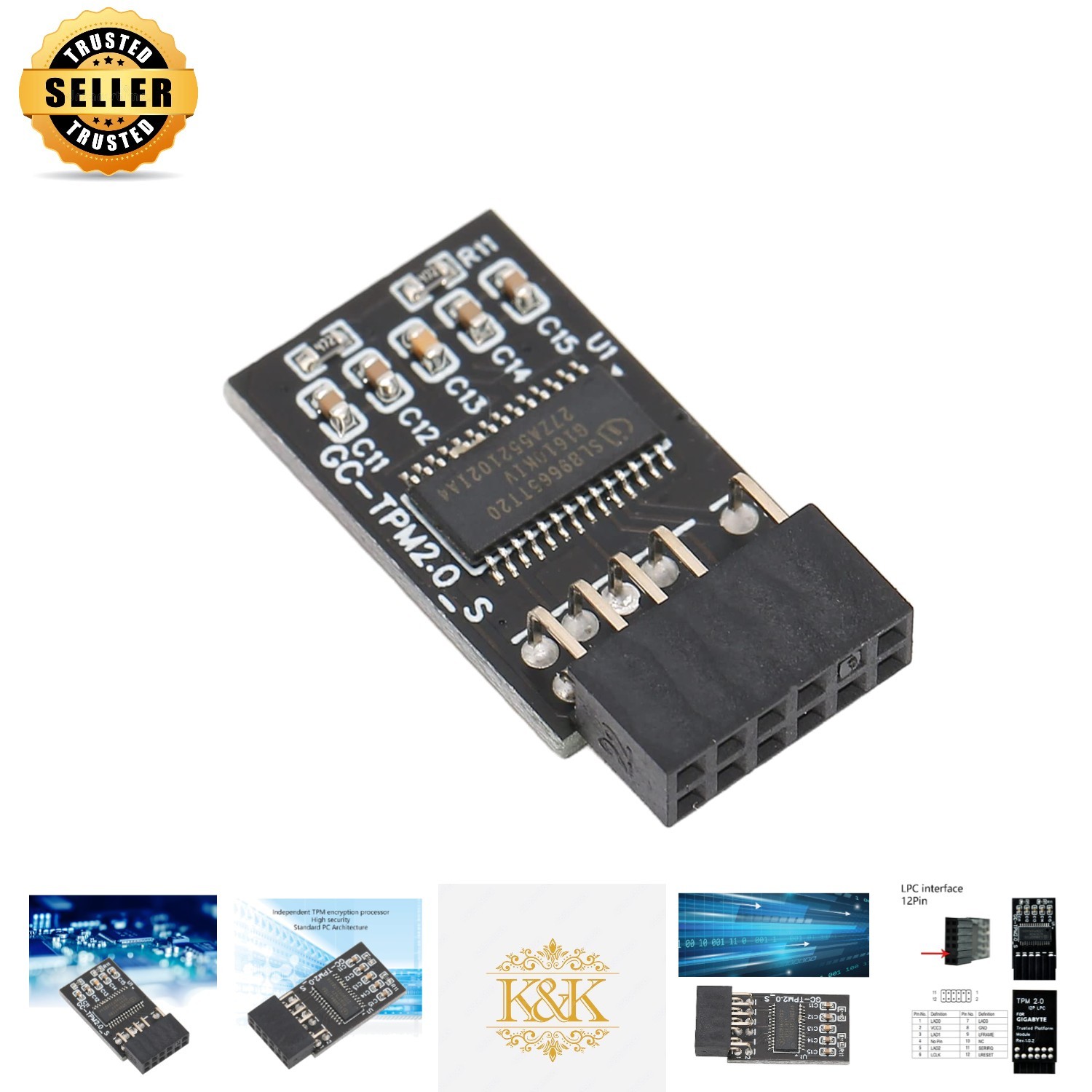 Easy Install TPM 2.0 Encryption Module for Intel & AMD Motherboards - 12 Pin