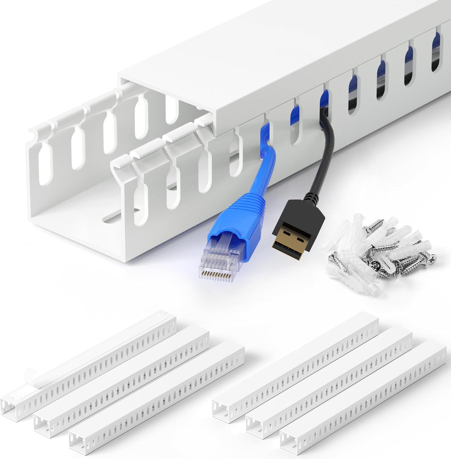 Zhiyo 99In(6X L16.5In) Server Rack Cable Management Raceway, H1.4In X W1.6In