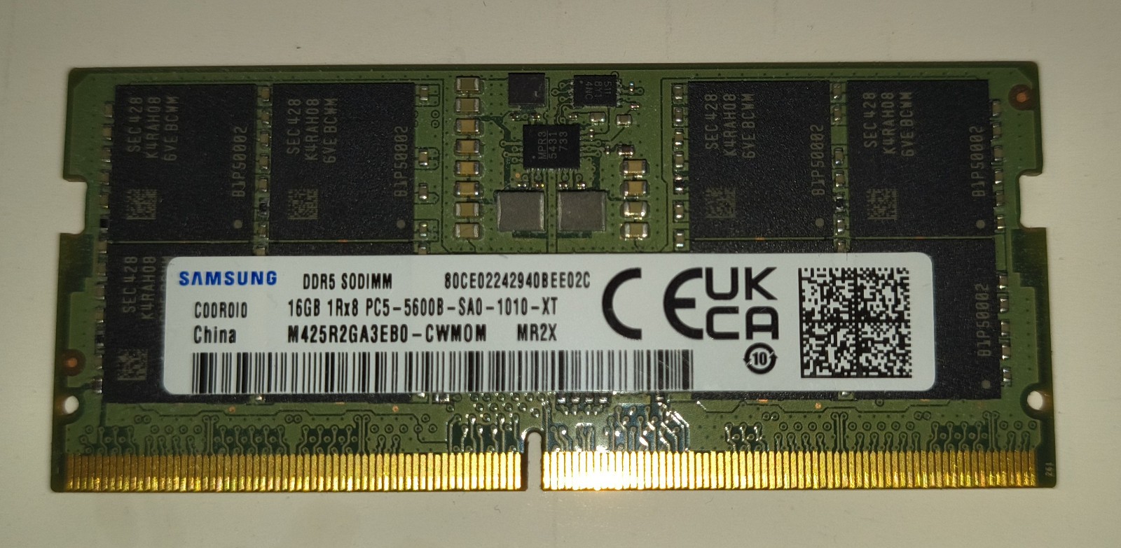Samsung 1x16GB PC5-44800 DDR5 5600 MHz SODIMM Laptop Memory RAM M425R2GA3PB0-CWM