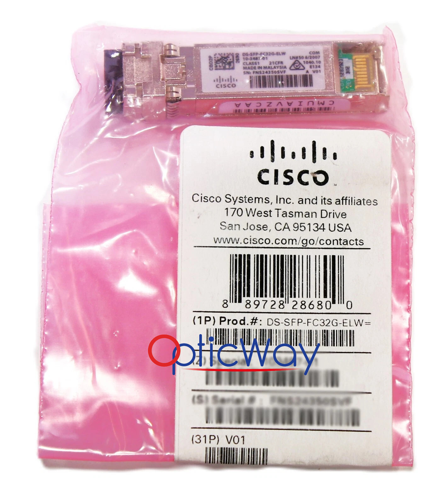 Cisco DS-SFP-FC32G-ELW  10-3487-01 SFP28  32G  1310nm 25km SMF Fiber Channel