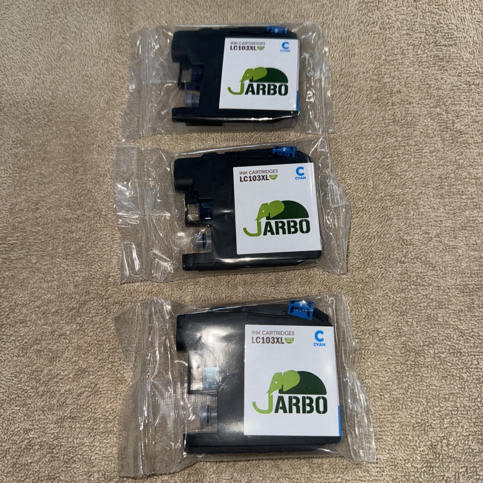 JARBO Ink Cartridge for Brother LC103XL CYAN 3pk
