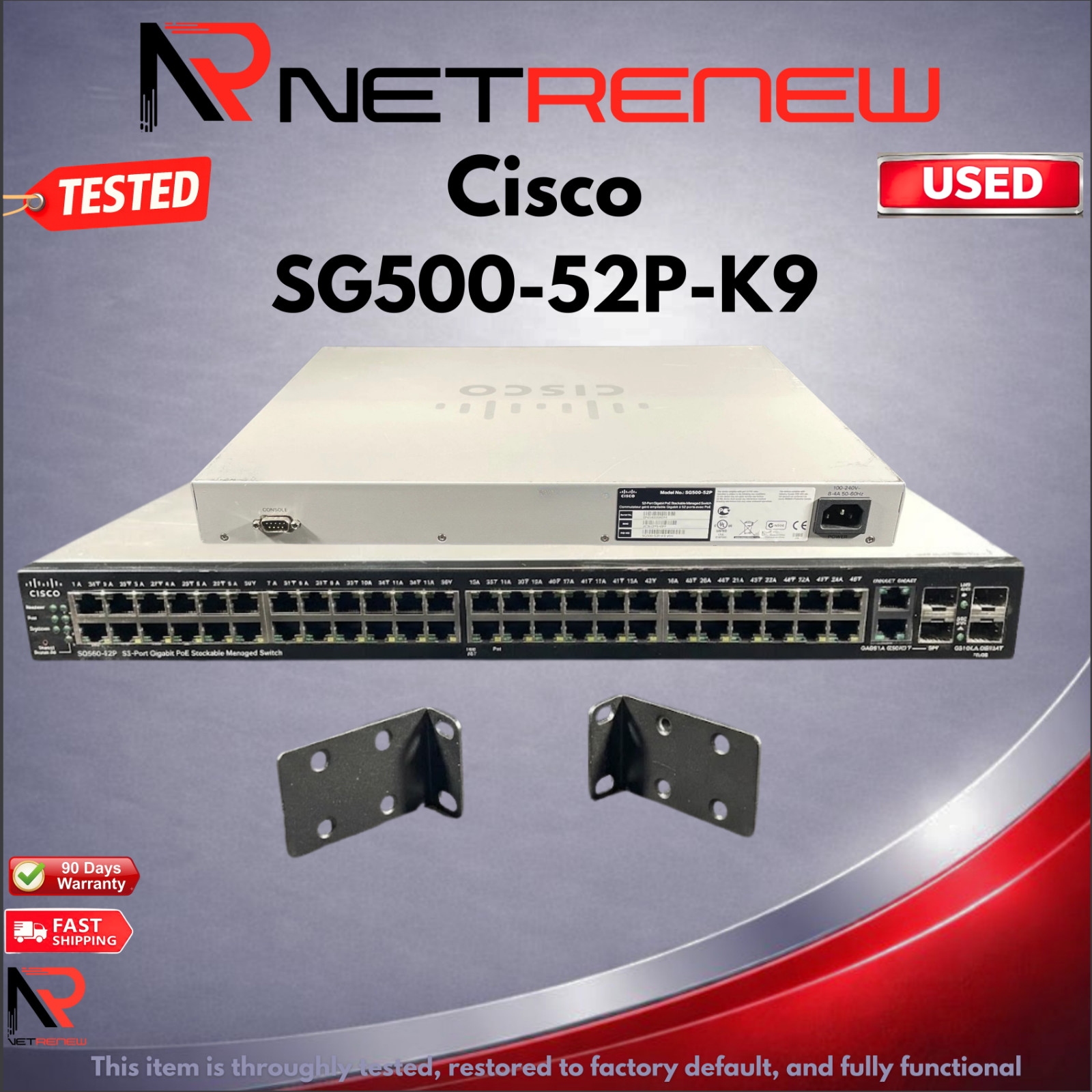 Cisco SG500-52P-K9 52 Port Gigabit PoE Network Switch