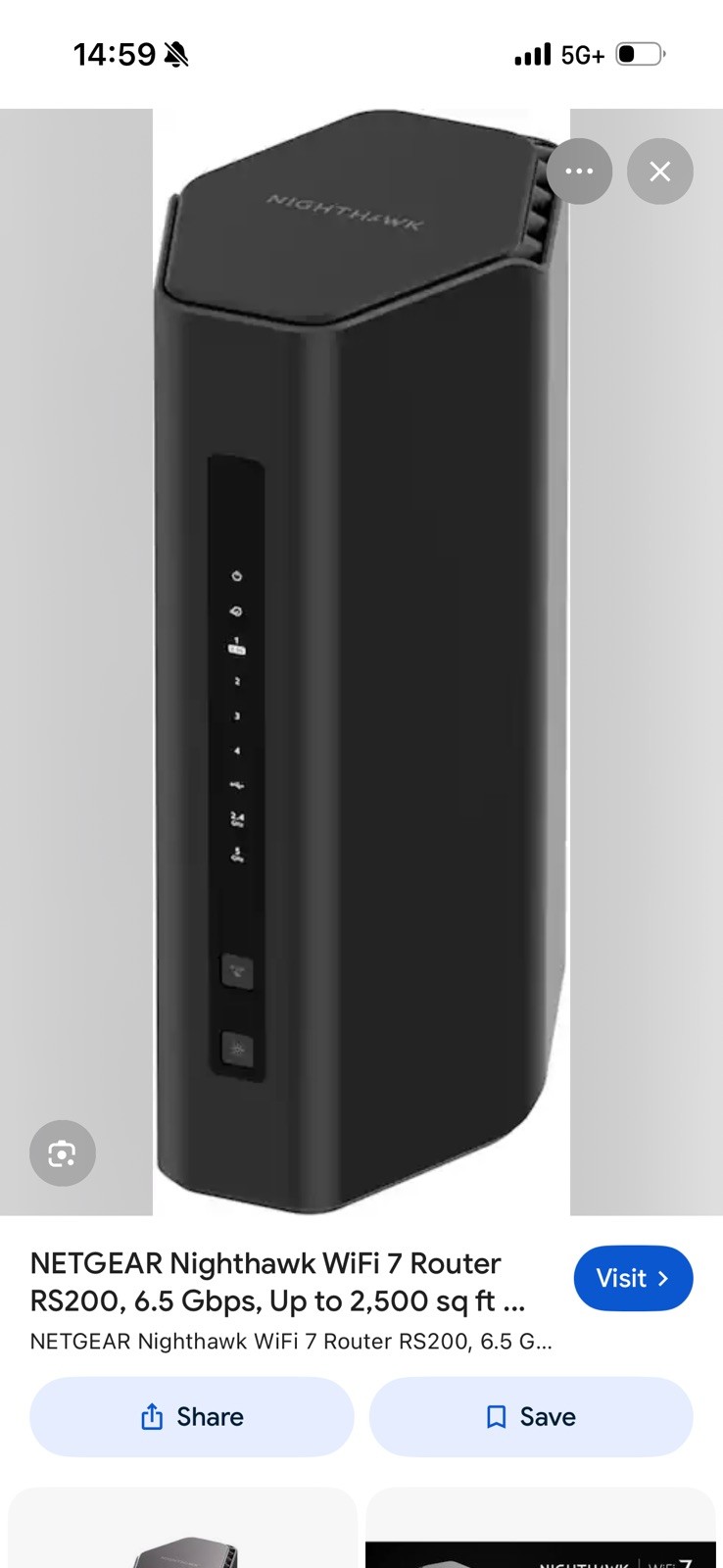 Netgear Nighthawk RS90 BE3600 3.6Gbps Dual Band WiFi 7 Router 2.5Gbps