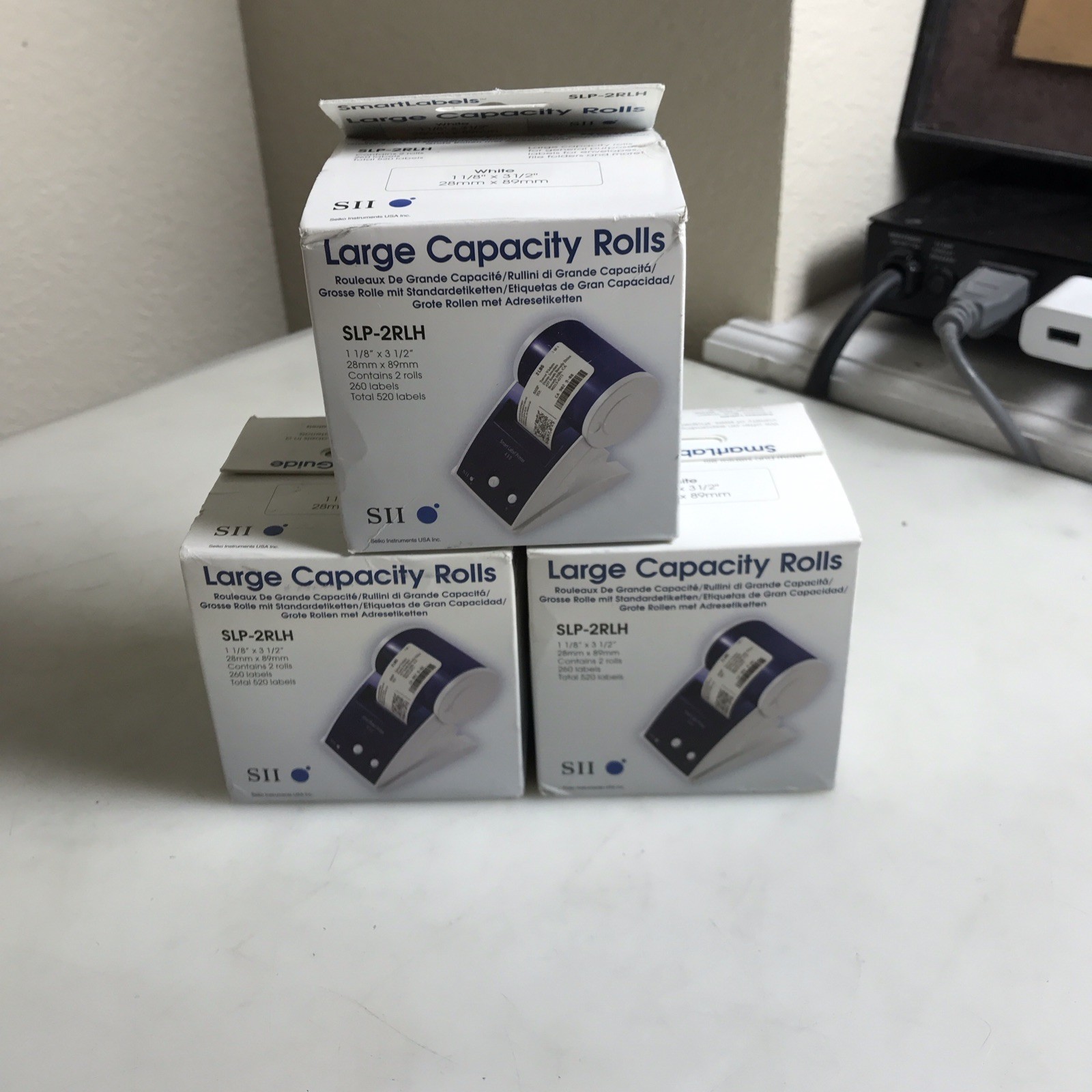 SLP2RLH Self-Adhesive Address Labels 1-1/8 x 3-1/2 White 520/Box Lot Of 3 Boxes