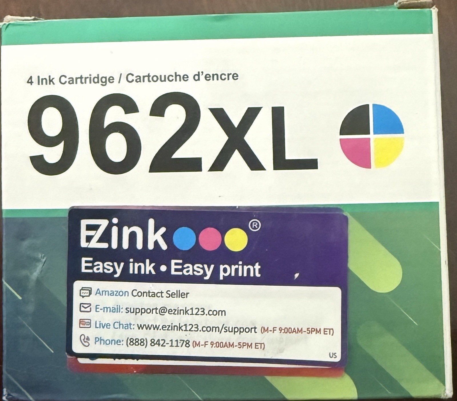 EZ Ink 962XL Ink Cartridge 4-Pack for HP Printers CMYK Exp 09/28/2029