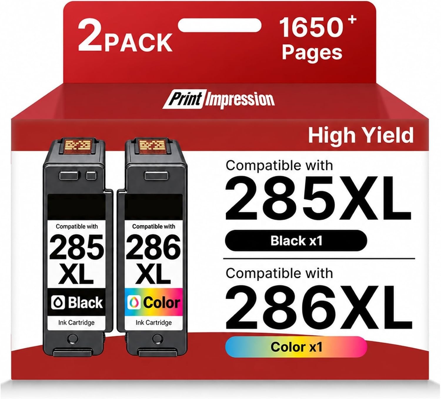 PG-285 CL-286 for Canon 285 and 286 Ink Cartridges Black and Color, 2-Pack