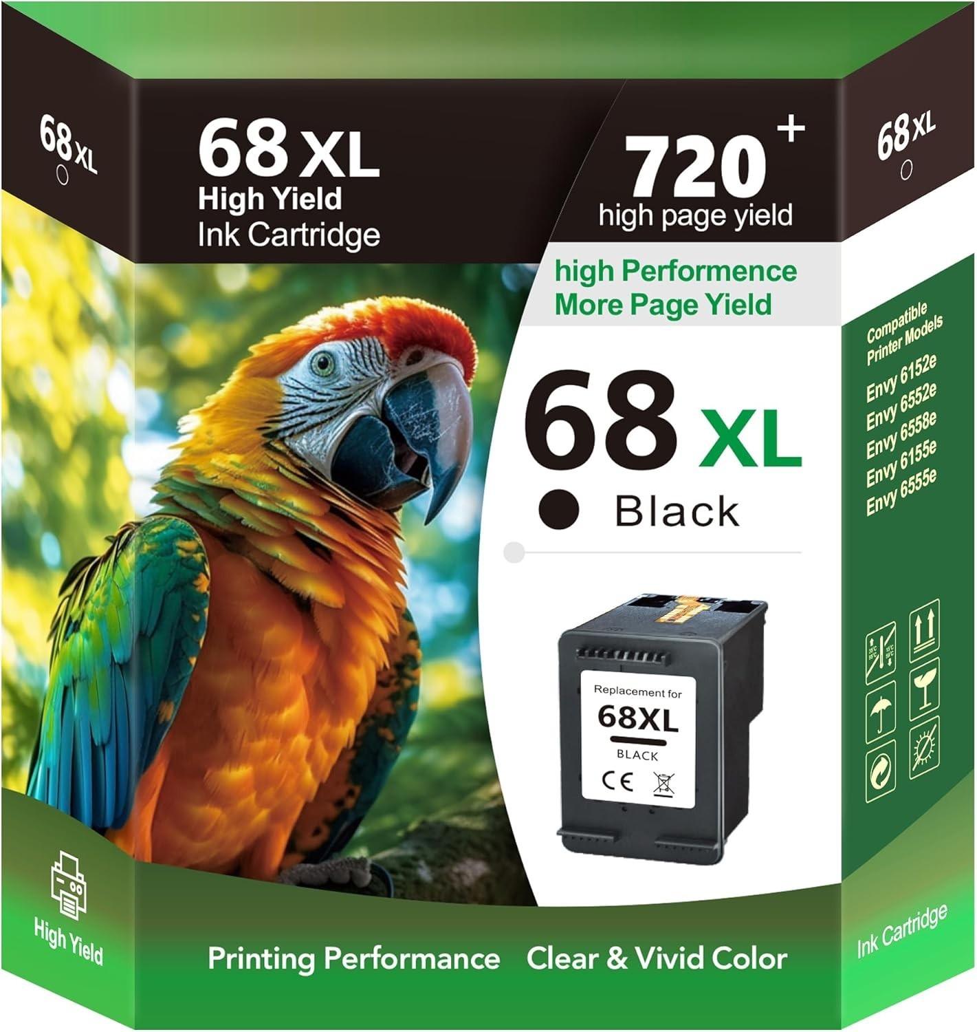 68 Black Ink Cartridge 68e Ink Replacement for 68 Series, Compatible hp 68XL