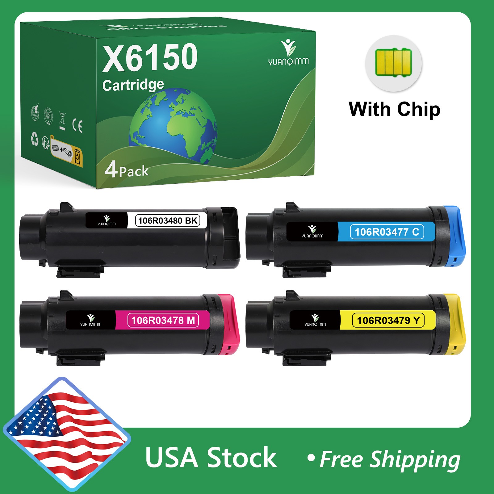 X6510XK X6510XC M Y Toner Cartridges 106R for Xerox Phaser 6510 WorkCentre 6515