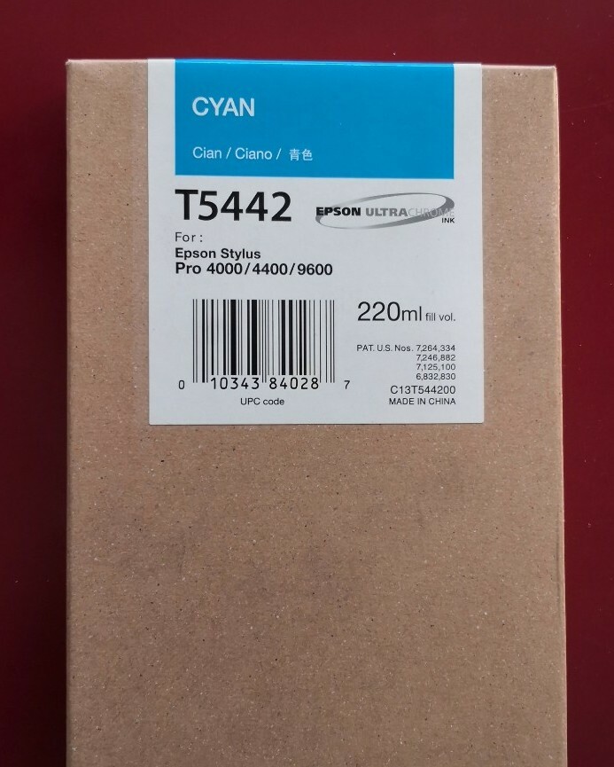 03/2012 New In Box Epson Genuine 220ml Ink T5442 (Cyan) Stylus Pro 4000/9600