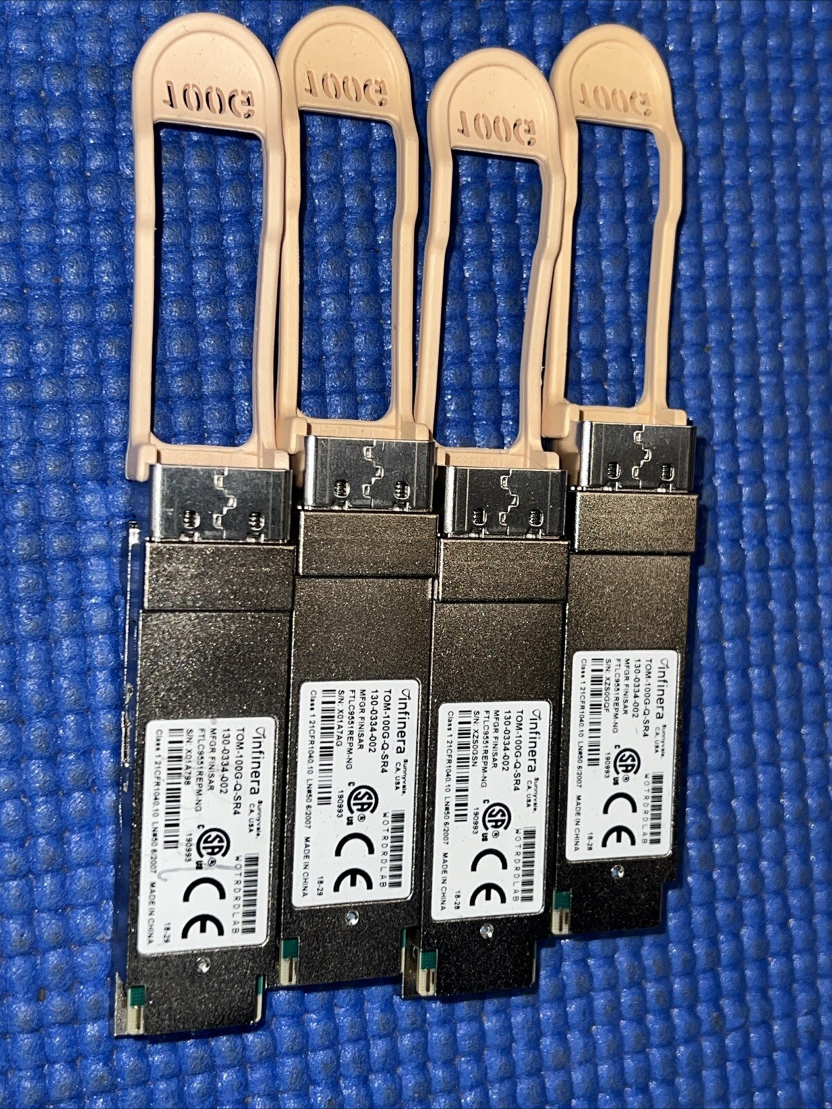 LOT 4) Infinera TOM-100G-Q-SR4 130-0334-002 QSFP28 100GBase-SR4 transceiver