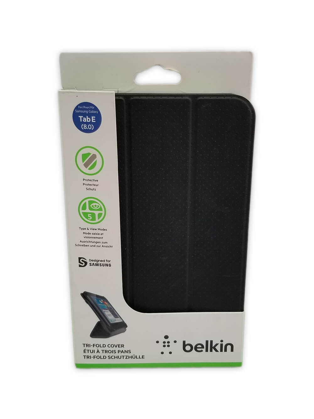 Belkin Form-Fit Tri-Fold Folio Case for Samsung Galaxy Tab E 8.0 - Blacktop