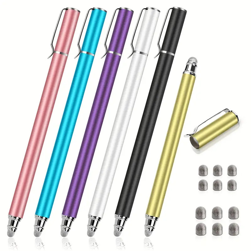 Stylus Pens for Touch Screens(6 Pcs),Sensitivity 2 in 1 Fiber Tips Capacitive