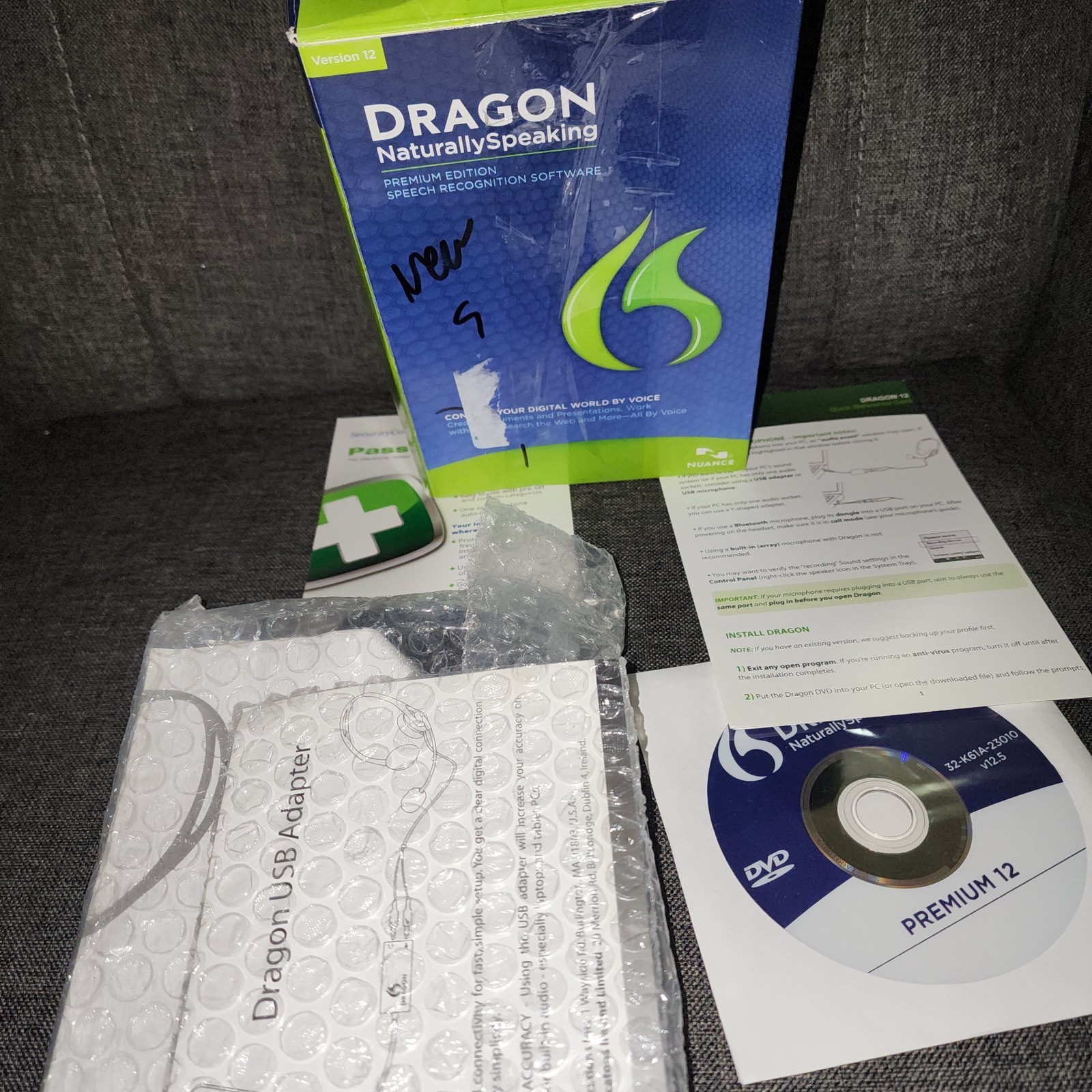 New (Open Box) Nuance Dragon NaturallySpeaking 12 Premium for Windows W/Mic