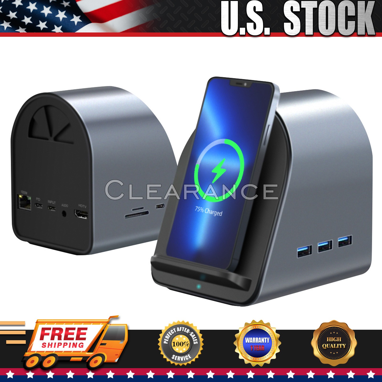 10-in-1 Vertical Multifunction Docking Station USB-C & USB3.0 Ports, PD100W