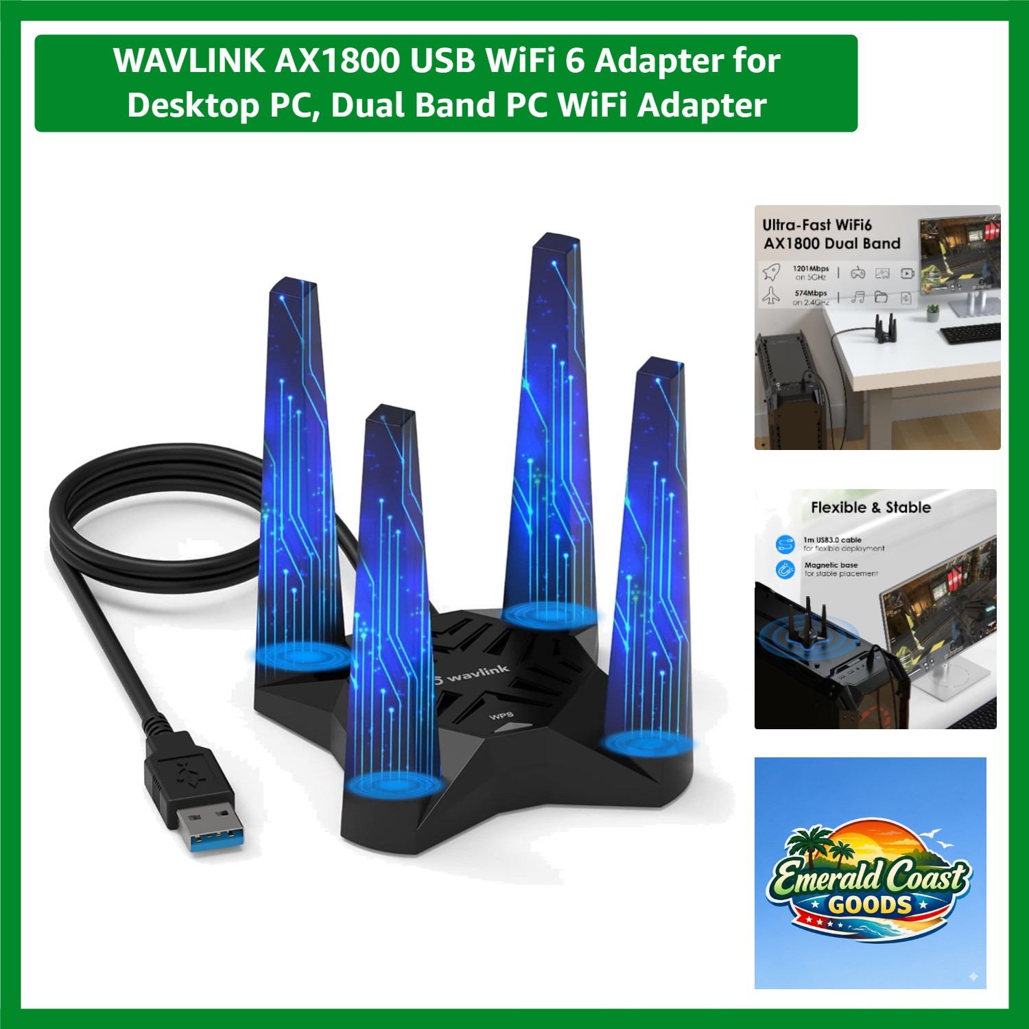 Upgrade Your Desktop with AX1800 USB WiFi 6 Adapter - Fast & Reliable Internet