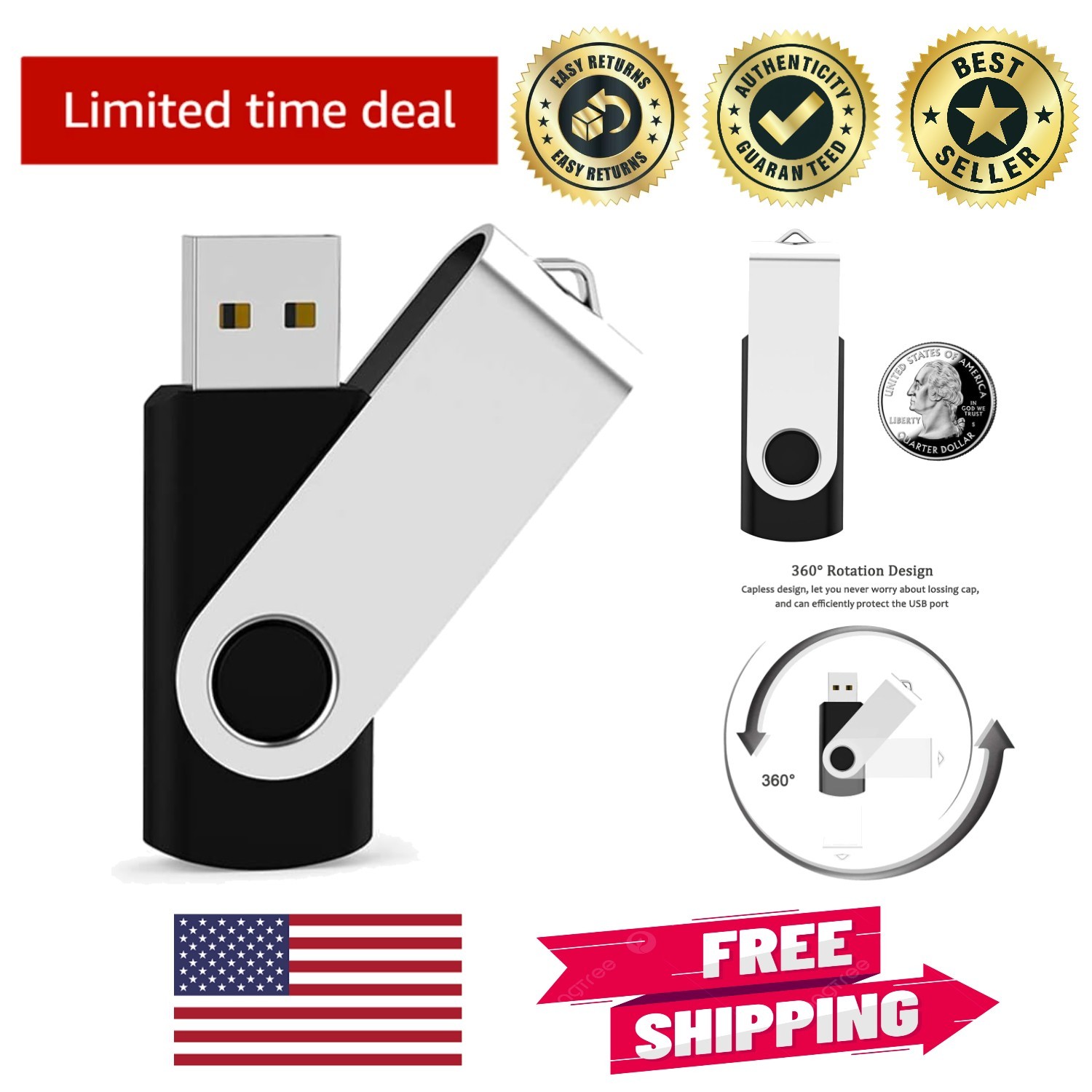 Portable 64GB USB 2.0 Thumb Drive - Fast, Stylish, and Compact Storage Solution