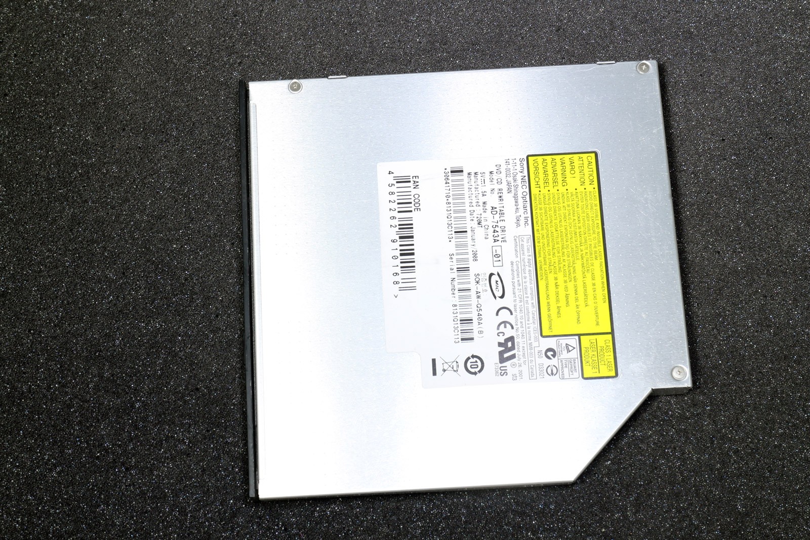 Sony AD-7543A DVD-RW Disk Drive with Black Bezel