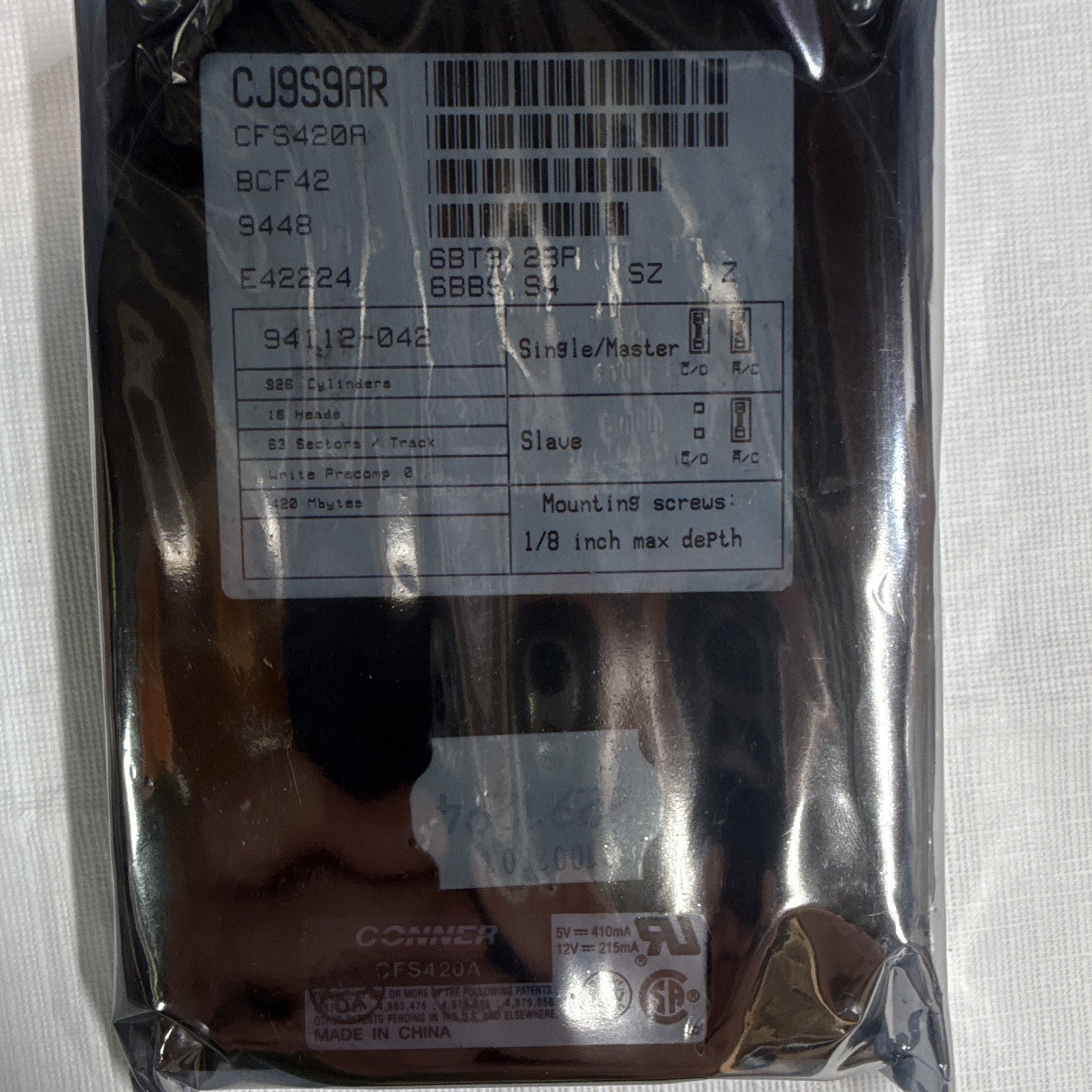 Conner CFS420A 420MB 3.5" IDE/PATA Internal HDD 3600RPM 64KB Cache PC