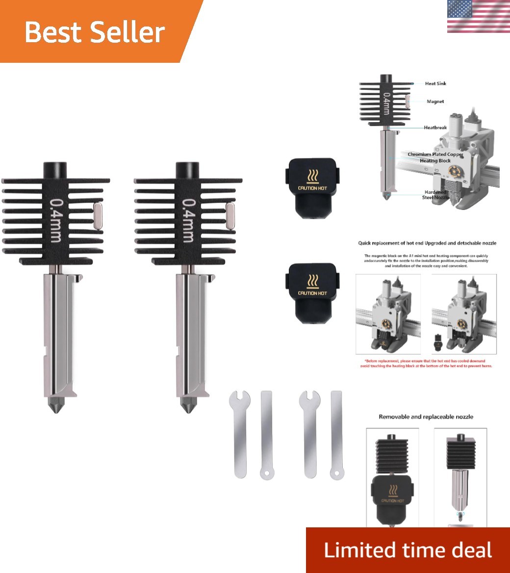 All-Metal Hotend Kit for A1 Mini/A2L - 2PCS 0.4mm Nozzles for Superior Printing