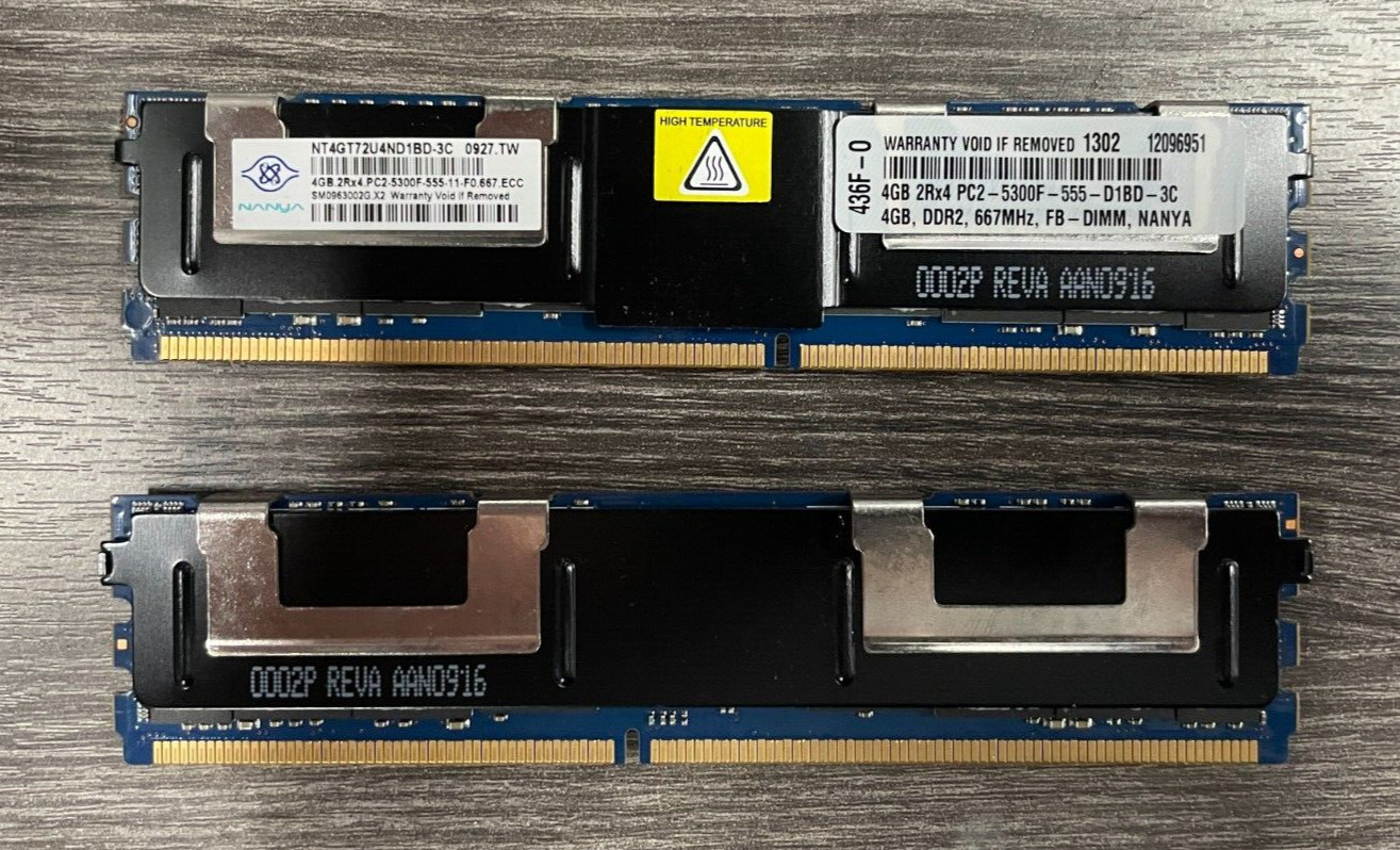 Nanya 8GB (2 x 4GB) NT4GT72U4ND1BD-3C 2Rx4 PC2-5300F Server Memory