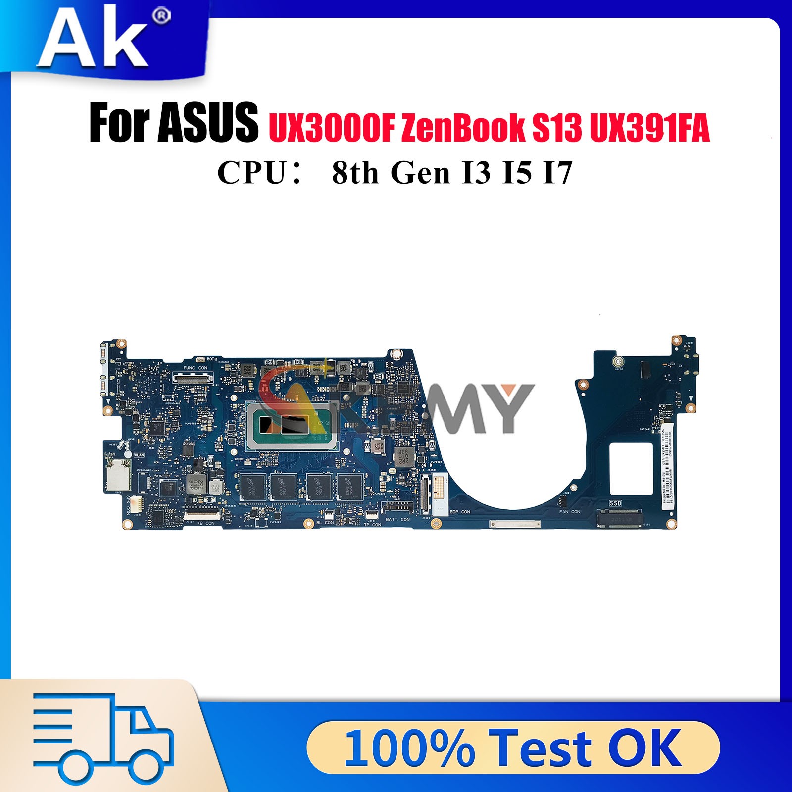 UX391FA Laptop Motherboard For ASUS UX391 S13 ZenBook UX3000F Mainboard W/CPU