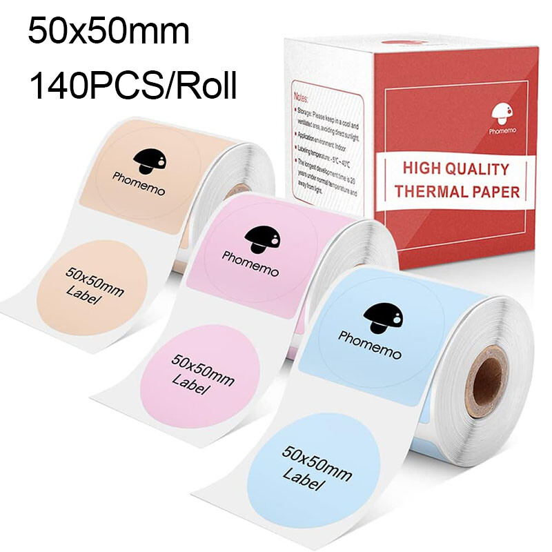 3 Roll 50x50mm Round Self-Adhesive Thermal Label Sticker for Phomemo M110 M220