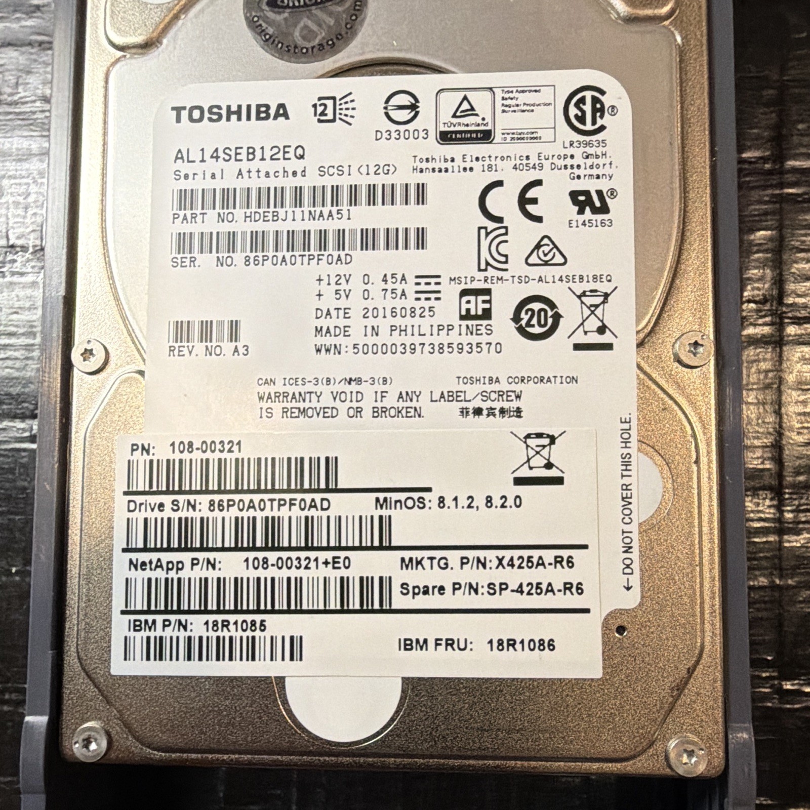 Toshiba 1.2TB 2.5in SAS 12Gbps 10500RPM 128MB Hot Swap HDD AL14SEB12EQ
