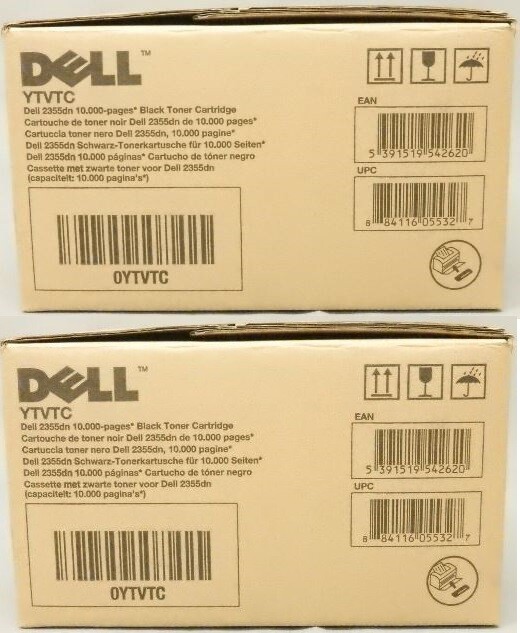 2 New Genuine Dell YTVTC Black Toner Cartridge 2355DN 10K Page High Yield NO BOX