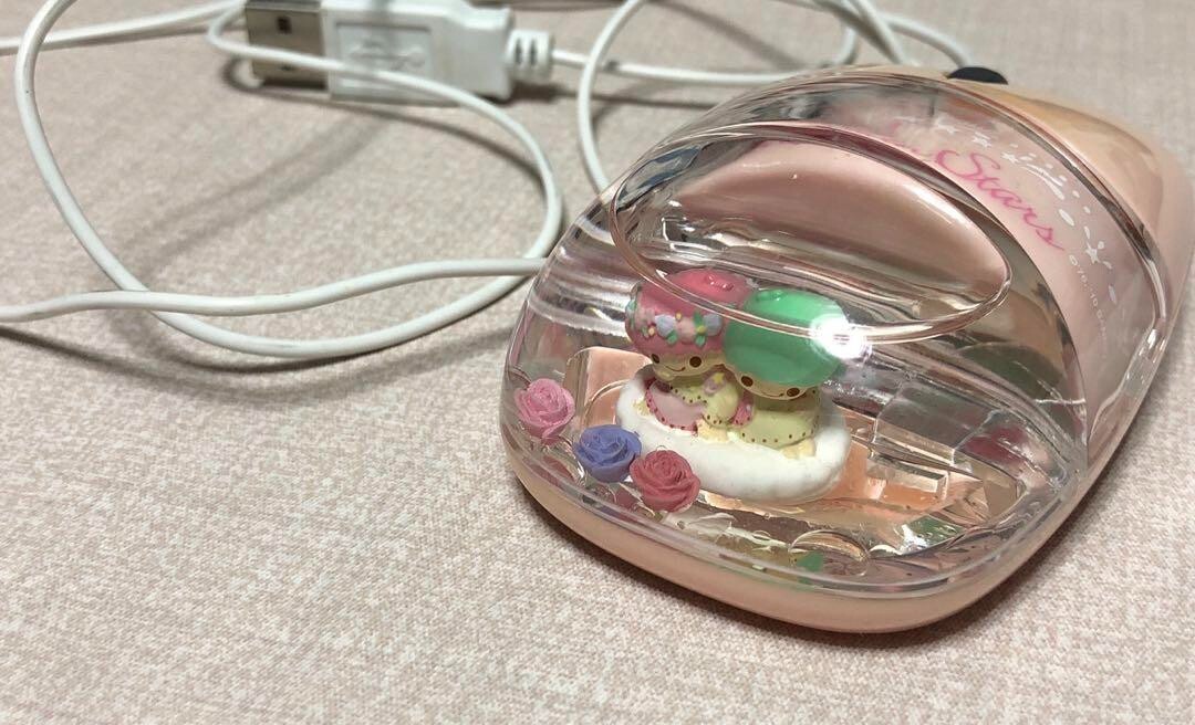 [ Very Rare ] Aqua Mini Optical Mouse Little Twin Stars Kiki Lala / From Japan