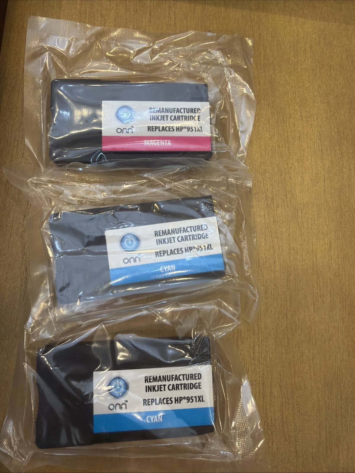 onn Replacement for HP 951XL Ink Cartridges 2 Cyan 1 Magenta New Sealed