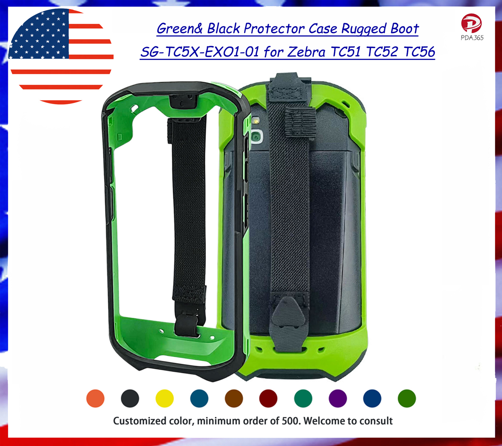 Green& Black Protector Case Rugged Boot SG-TC5X-EXO1-01 for Zebra TC51 TC52 TC56