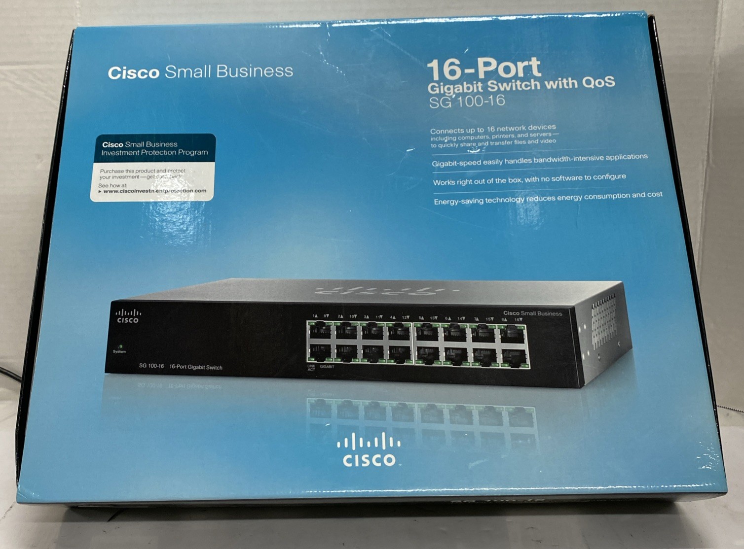 Cisco Small Business SG100-16 16-Port Gigabit Unmanaged Rack-Mount Switch NoS