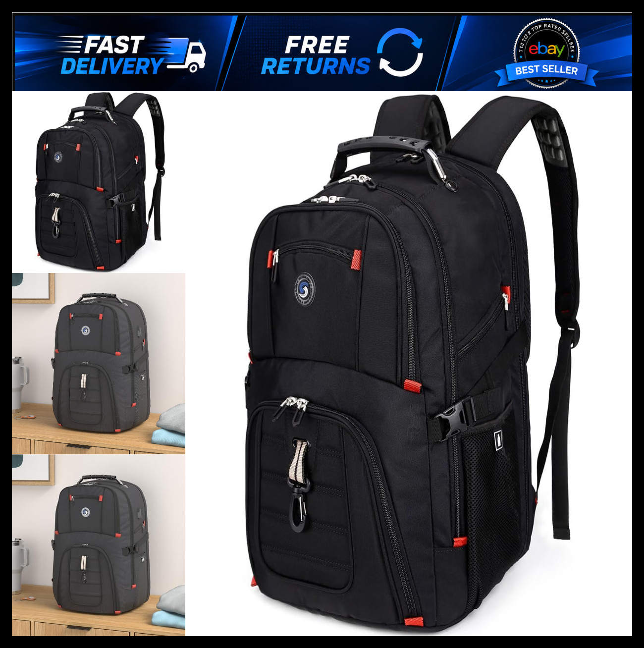 SHRRADOO Extra Large Travel Laptop Backpack for Men, Work College Backpacks