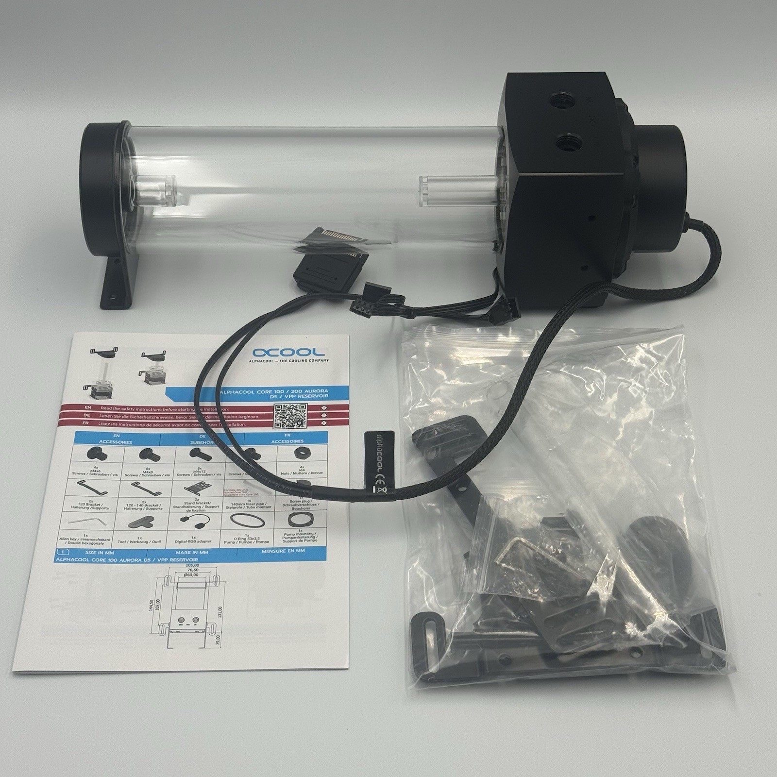 Alphacool Core 200 Aurora Reservoir VPP Apex D5 PWM Pump PC Water Cooling aRGB