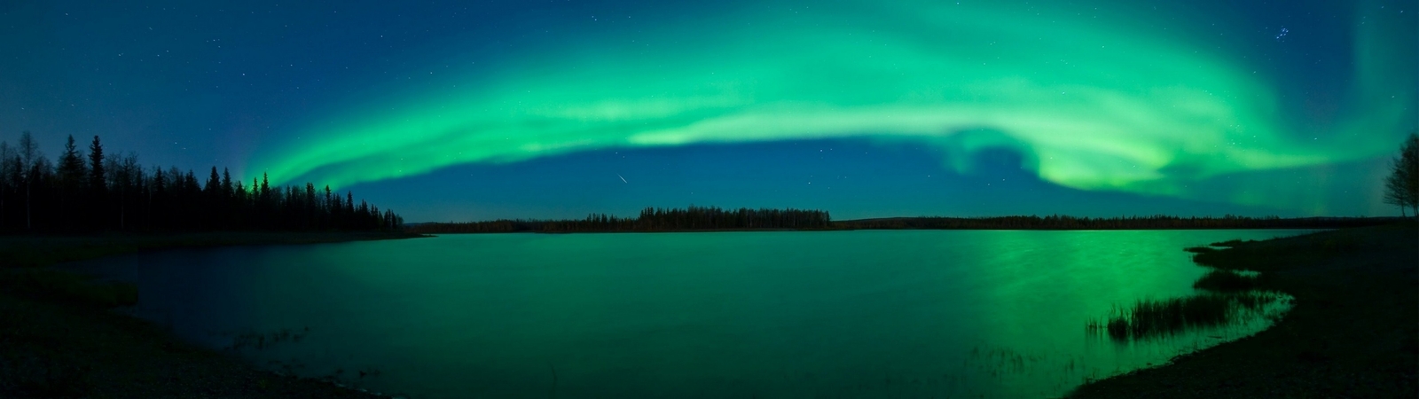 Landscape aurorae nature multiple display lake trees Custom Gaming Mat Desk