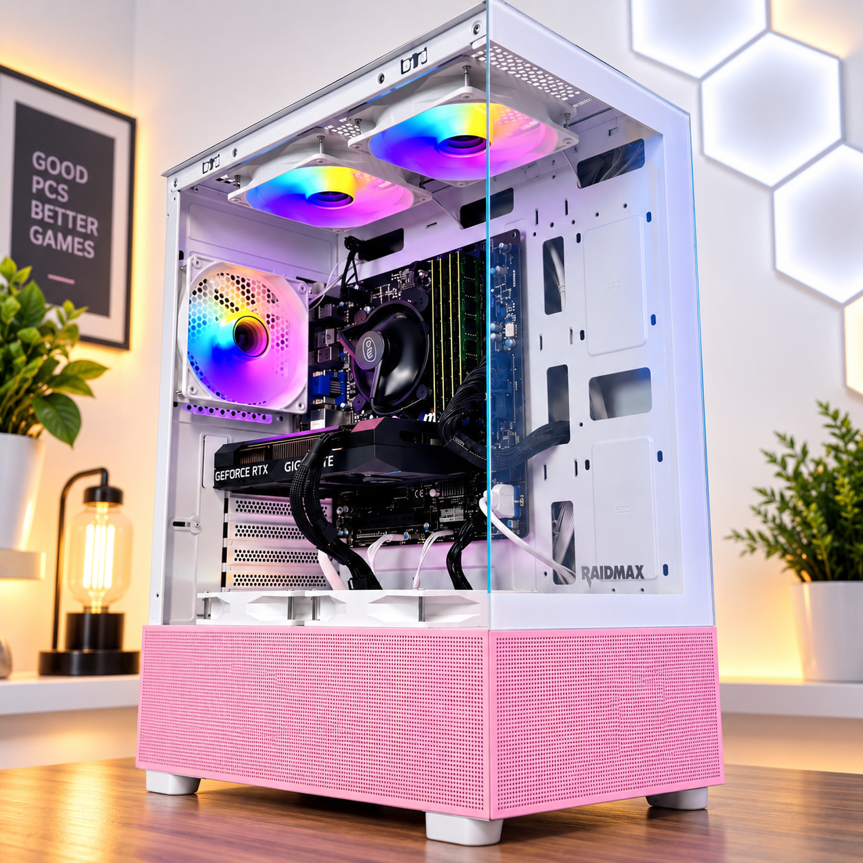 Custom Pink Gaming Desktop PC intel i7 3.40 Quad 32 GB 2TB + SSD Nvidia RTX 4060