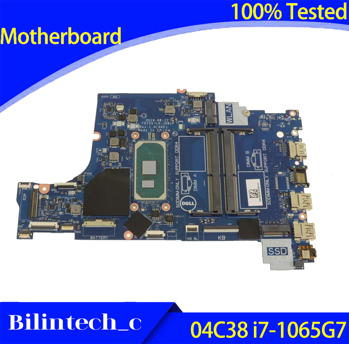 FOR DELL Inspiron 3593 Motherboard Supports 004C38 i7-1065G7 LA-J081P SRG0N