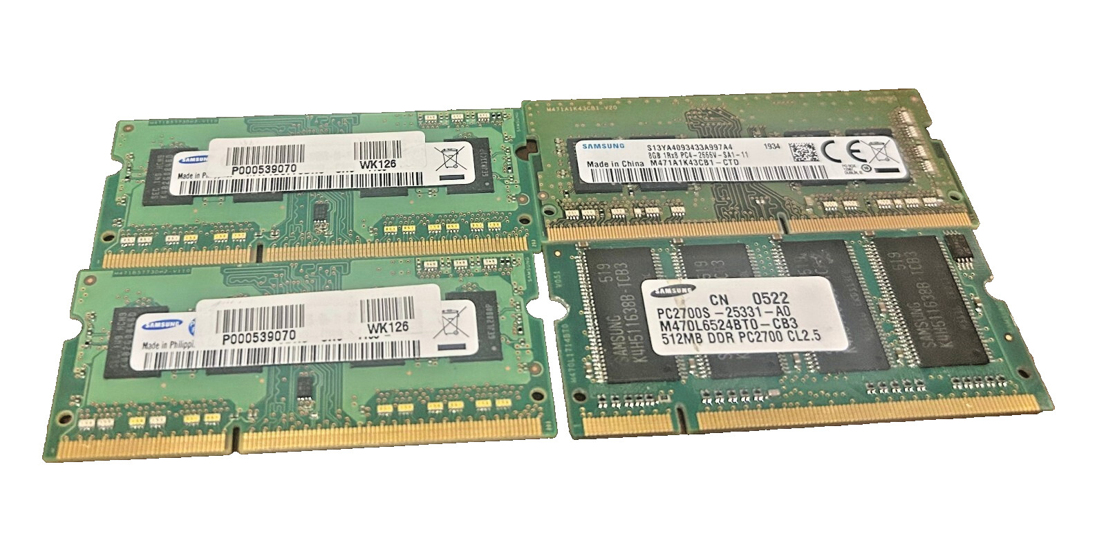 Samsung SODIMM (Various: 2x2G, 1x512MB, 1x8GB) (Set of 2 and 2 misc)