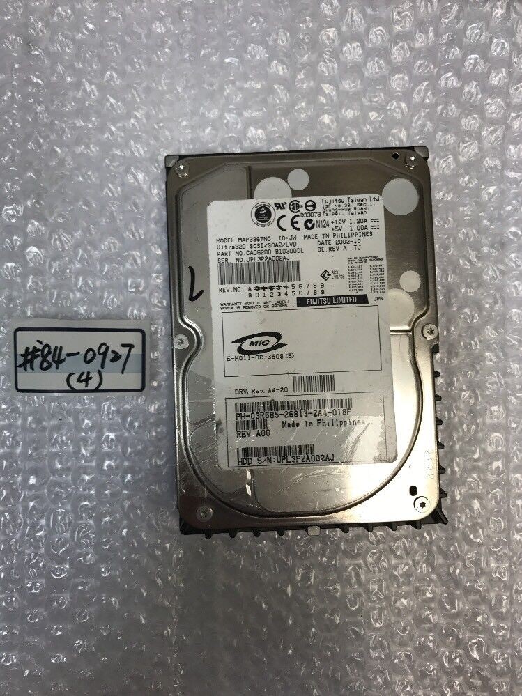- 2x  Fujitsu 36GB 3.5" 80Pin Ultra320 10000rpm Hard Drive 3R685 MAP3367NC @@@