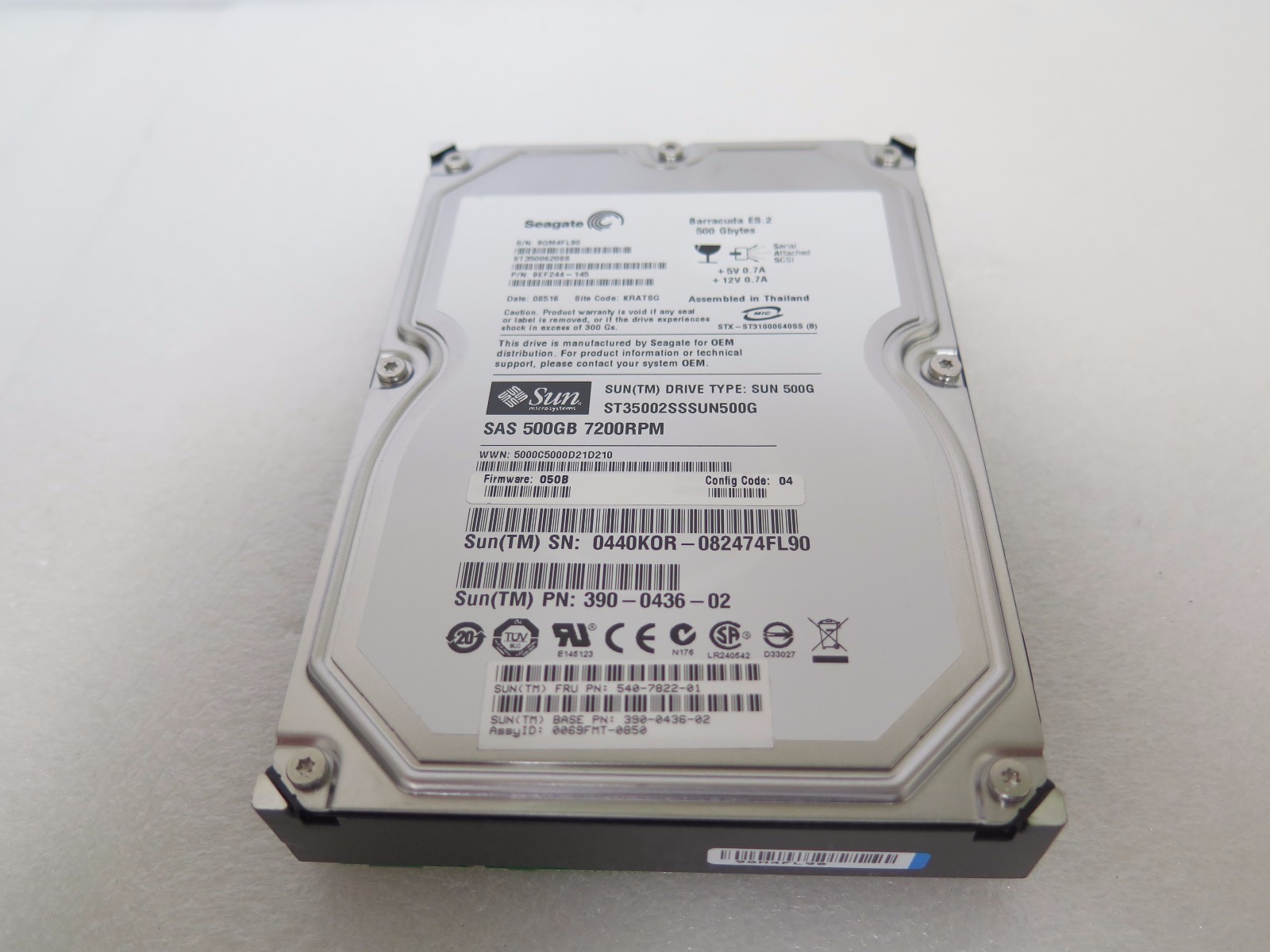 Sun Seagate Barracuda ES.2 ST3500620SS 500GB 7200 RPM SAS 3Gb/s 390-0436