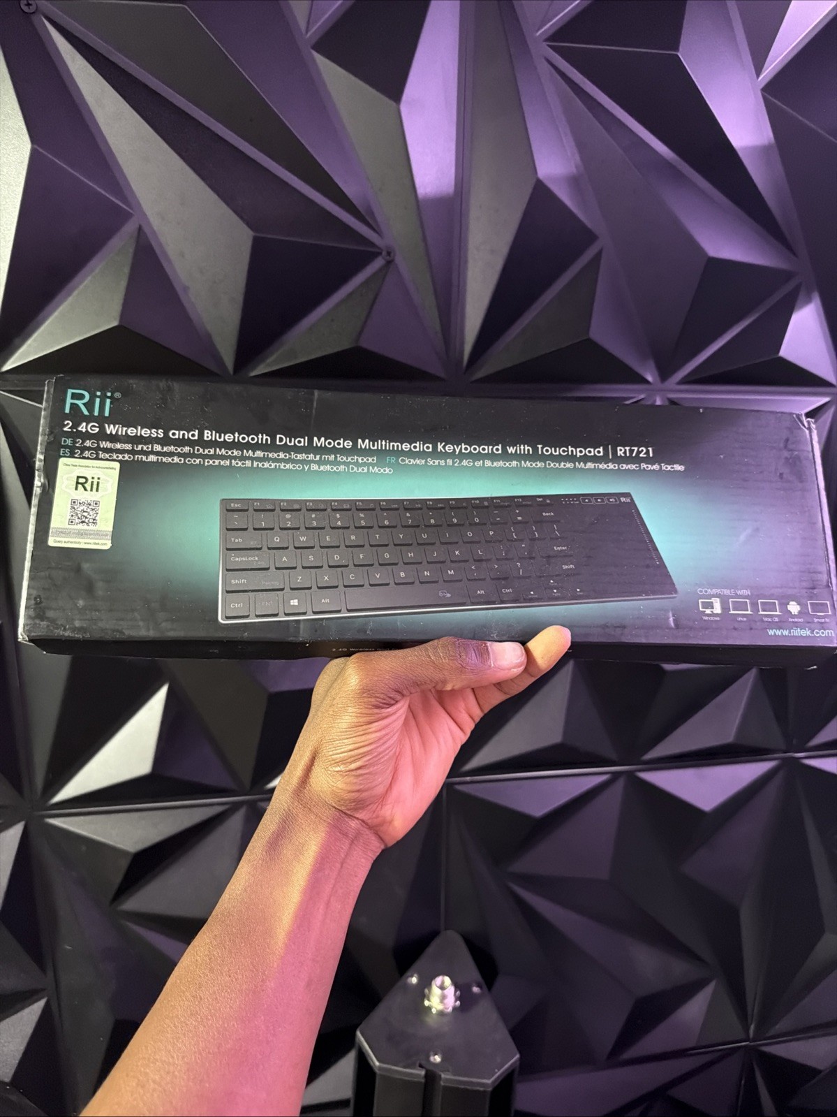 NEW Rii RK907 Ultra Slim Compact Black QRTY USB keyboard in Box