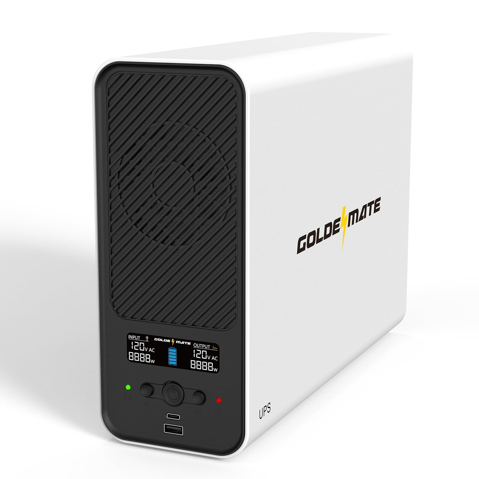 GOLDENMATE 1500VA/1000W Lithium UPS Battery Backup & Surge Protector, White