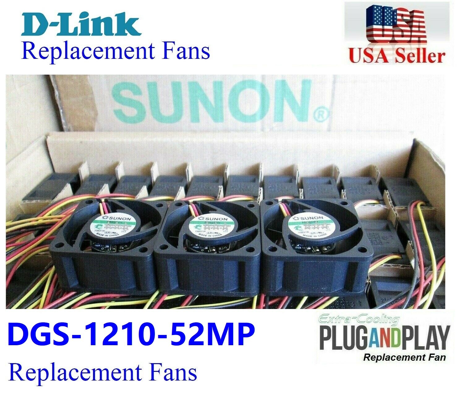 3x Quiet Version Replacement fans for D-Link DGS-1210-52MP; DGS-1210-52/ME