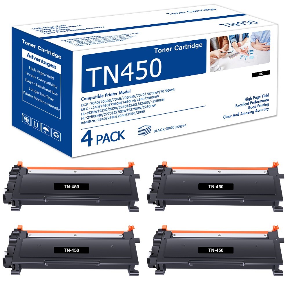 4x TN450 High Yield Toner Compatible with Brother HL2270DW MFC-7360N DCP-7065DN
