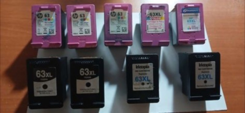 Quantity  of  9 EMPTY 63XL Tri-Color ( 5 ) and Black ( 4 ) Ink Cartridges