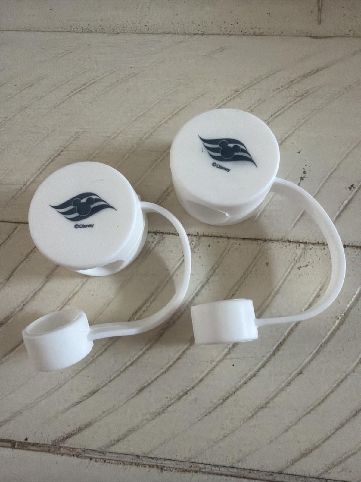2026 D23 Disney Cruise Line Rubber Straw Bottle Tumbler Toppers White. Brand New